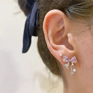 Crystal Bow Earrings - earrings