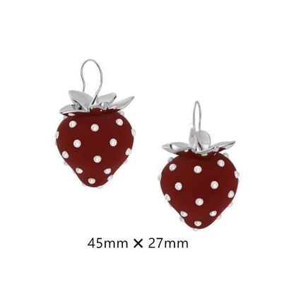 Crystal Pearl Transparent Strawberry Earrings MK15661 - KawaiiMoriStore