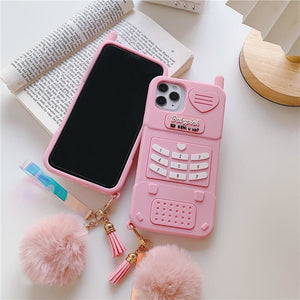 Cute Aesthetic Retro Pink Silicone Phone Case iPhone MK15937 - KawaiiMoriStore