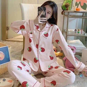 Cute Avocado/Strawberry Fruits Pattern Pyjamas Set SS1789 - 