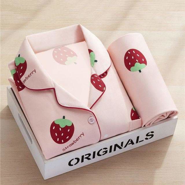 Cute Avocado/Strawberry Fruits Pattern Pyjamas Set SS1789 - 