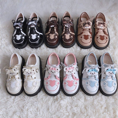 Cute Bear Lace Up Lolita Mary Janes Shoes MK15764 - KawaiiMoriStore