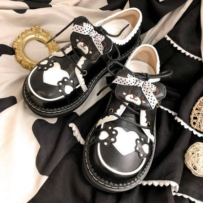 Cute Bear Lace Up Lolita Mary Janes Shoes MK15764 - KawaiiMoriStore