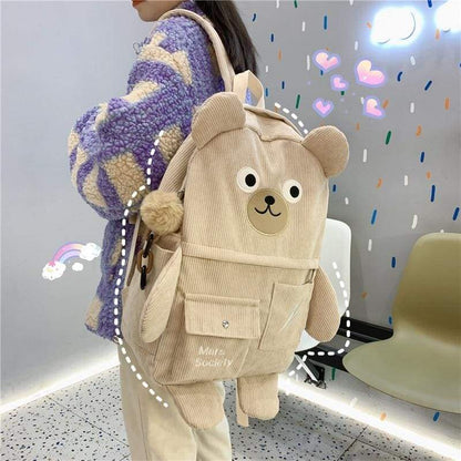 Cute Bear Velvet Backpack - backpack