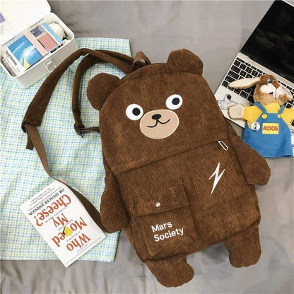 Cute Bear Velvet Backpack - backpack