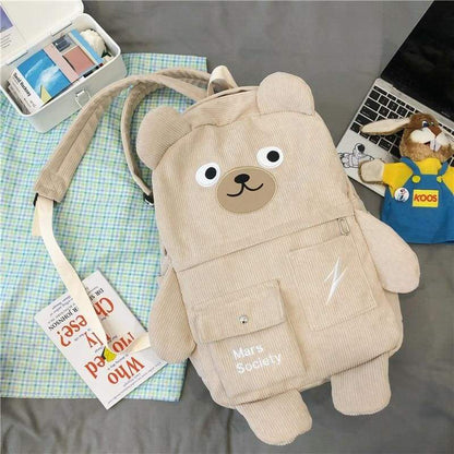 Cute Bear Velvet Backpack - backpack