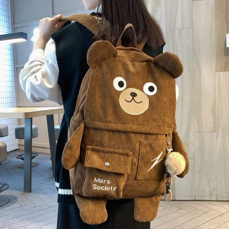 Cute Bear Velvet Backpack - backpack