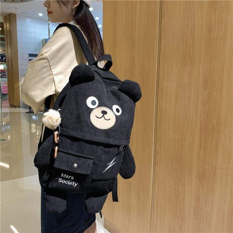 Cute Bear Velvet Backpack - backpack