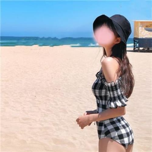 Cute Blue/Black Plaid Bubble Short Sleeve Swimwear Maillot MK15622 - KawaiiMoriStore