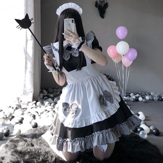 Cute Bowknot Maid Dress Cosplay Costume MK240 - KawaiiMoriStore