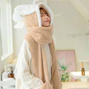Cute Bunny Ears Hat Scarf Gloves Warmer MK15541 - KawaiiMoriStore
