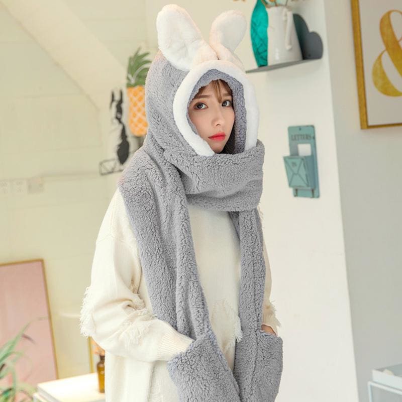 Cute Bunny Ears Hat Scarf Gloves Warmer MK15541 - KawaiiMoriStore