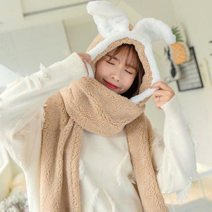 Cute Bunny Ears Hat Scarf Gloves Warmer MK15541 - KawaiiMoriStore