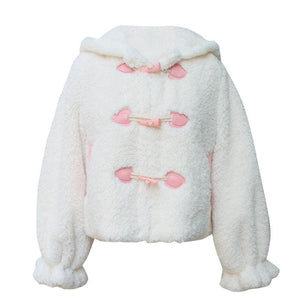 Cute Bunny Ears Lolita Velvet Hoodie Pullover MK15725 - KawaiiMoriStore