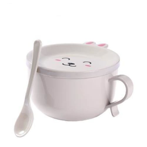 Cute Bunny Stainless Steel Double-layer Ramen Noodles Bowl Anti-scalding MK15766 - KawaiiMoriStore