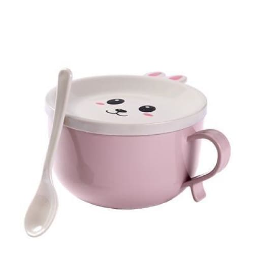 Cute Bunny Stainless Steel Double-layer Ramen Noodles Bowl Anti-scalding MK15766 - KawaiiMoriStore