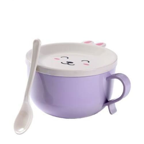 Cute Bunny Stainless Steel Double-layer Ramen Noodles Bowl Anti-scalding MK15766 - KawaiiMoriStore