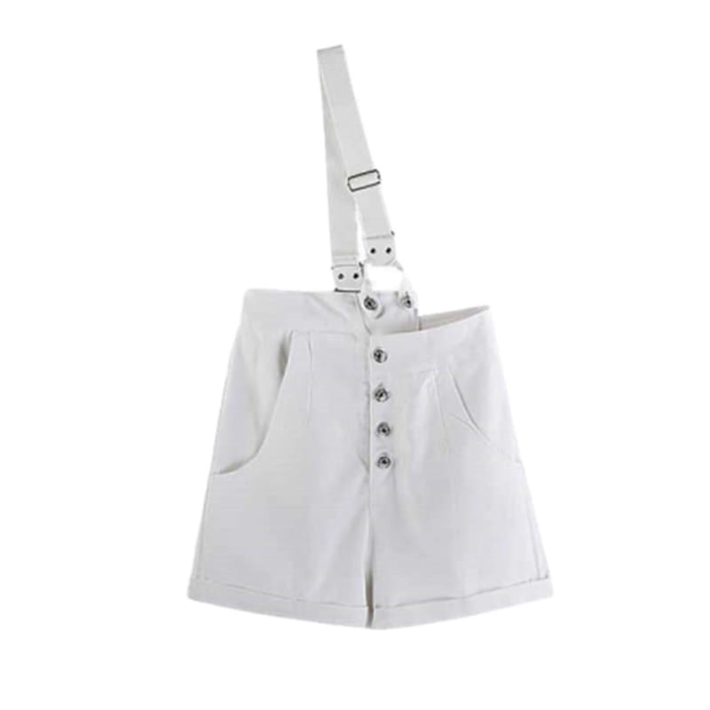 Cute Casual Embordery Collar Flowers Navy White Top and White Black Shorts MM1309 - KawaiiMoriStore