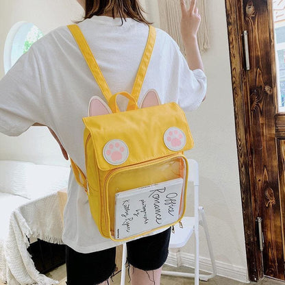 Cute Cat Paw Patch Clear Window Backpack MK15437 - KawaiiMoriStore