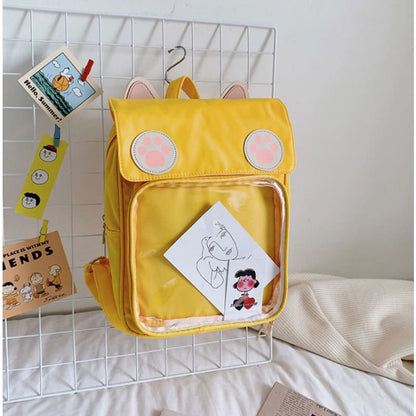 Cute Cat Paw Patch Clear Window Backpack MK15437 - KawaiiMoriStore