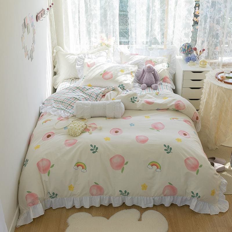 Cute Comfy Dreams Kawaii Peach Bedding Set MM1627 - KawaiiMoriStore