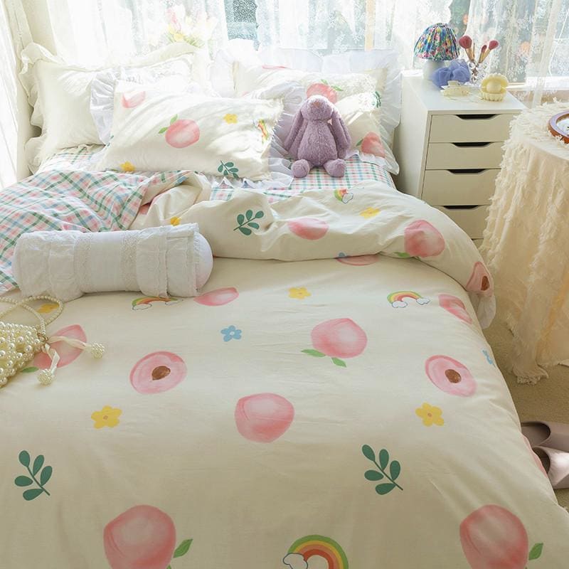 Cute Comfy Dreams Kawaii Peach Bedding Set MM1627 - KawaiiMoriStore