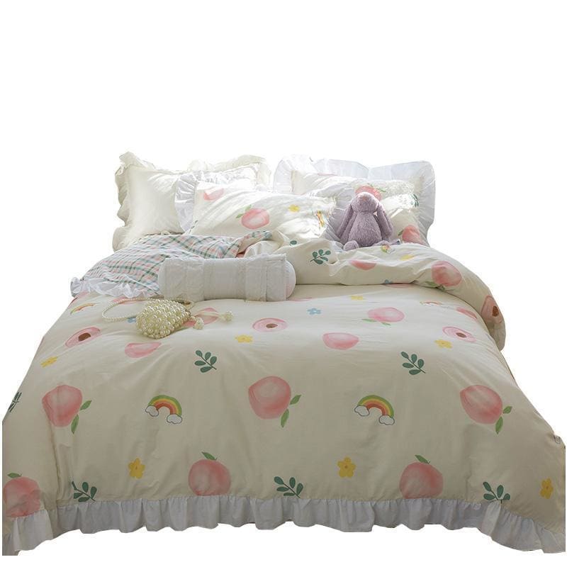 Cute Comfy Dreams Kawaii Peach Bedding Set MM1627 - KawaiiMoriStore