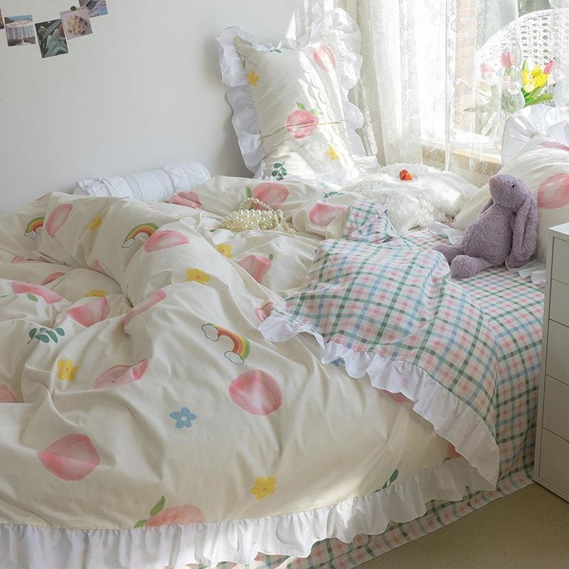 Cute Comfy Dreams Kawaii Peach Bedding Set MM1627 - KawaiiMoriStore