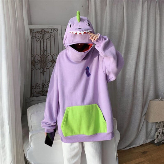 Cute Dinosaur Design Can Sealed Big Pocket Zip Hoodie Pullover MK15425 - KawaiiMoriStore