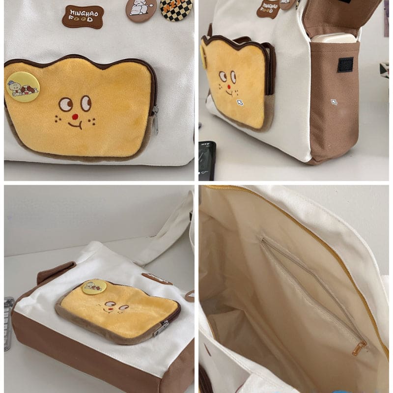 Cute Face White Brown Shoulder Bag ON675