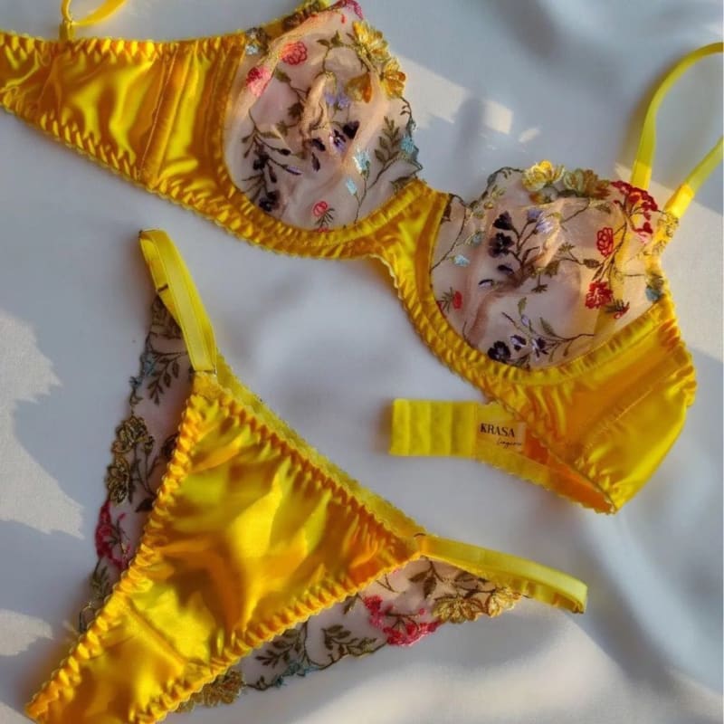 cute floral lingerie suit - Yellow / S - lingerie