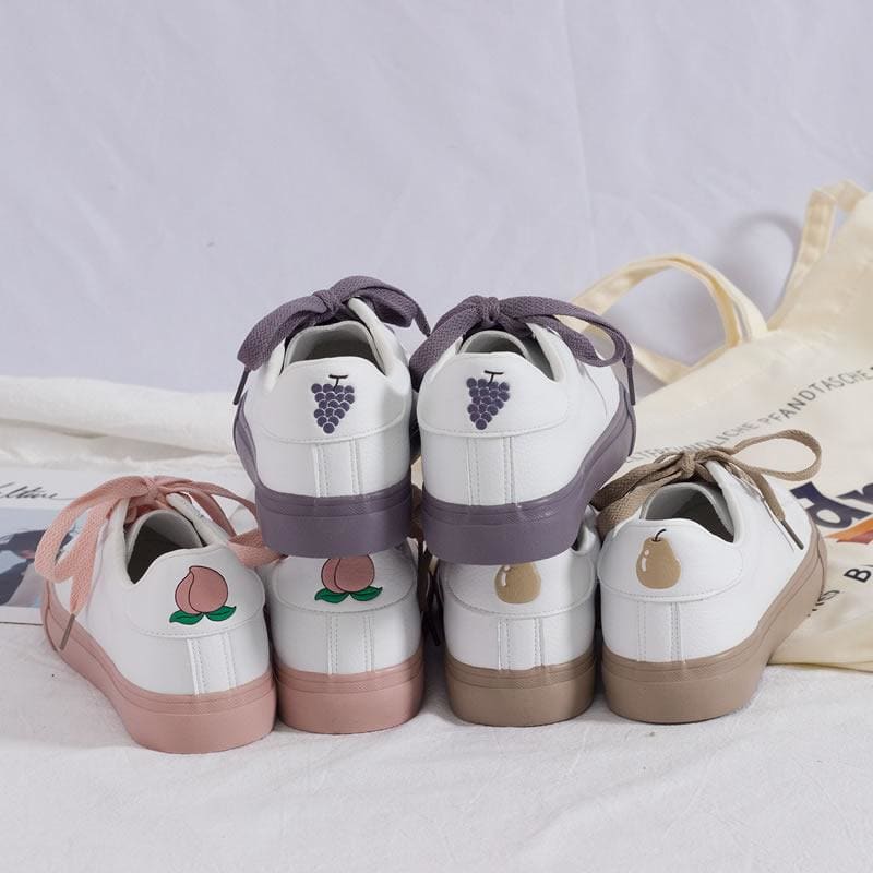 Cute Fruits Peach Grape Pear Sneakers MK0265 - KawaiiMoriStore