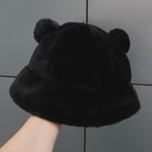 Cute Furry Bear Ears Fisherman Hat MK15198 - KawaiiMoriStore