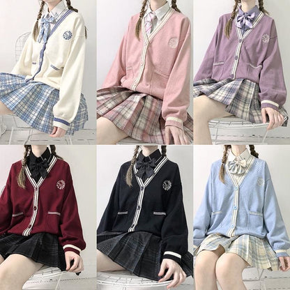 Cute Gril JK School Uniform Cardigan Sweater MK15499 - KawaiiMoriStore