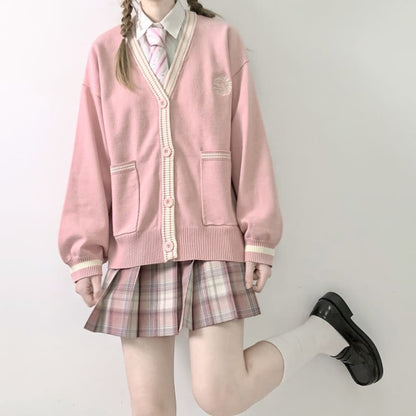 Cute Gril JK School Uniform Cardigan Sweater MK15499 - KawaiiMoriStore