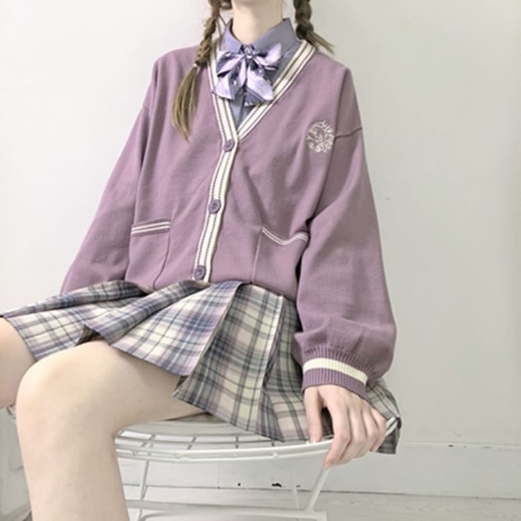 Cute Gril JK School Uniform Cardigan Sweater MK15499 - KawaiiMoriStore