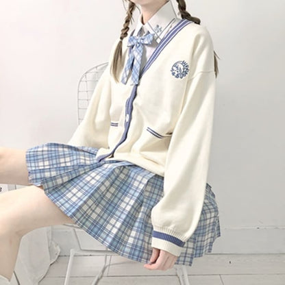 Cute Gril JK School Uniform Cardigan Sweater MK15499 - KawaiiMoriStore