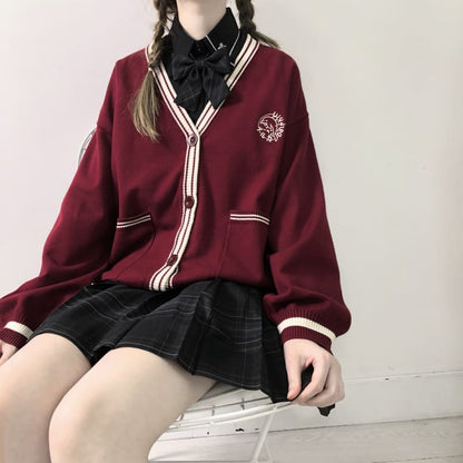 Cute Gril JK School Uniform Cardigan Sweater MK15499 - KawaiiMoriStore