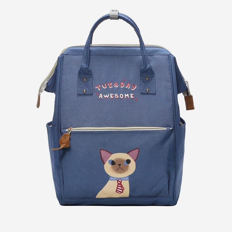 Cute Kitty Week Letter Print Backpack Schoolbag MM0984 - KawaiiMoriStore