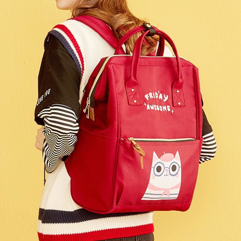 Cute Kitty Week Letter Print Backpack Schoolbag MM0984 - KawaiiMoriStore