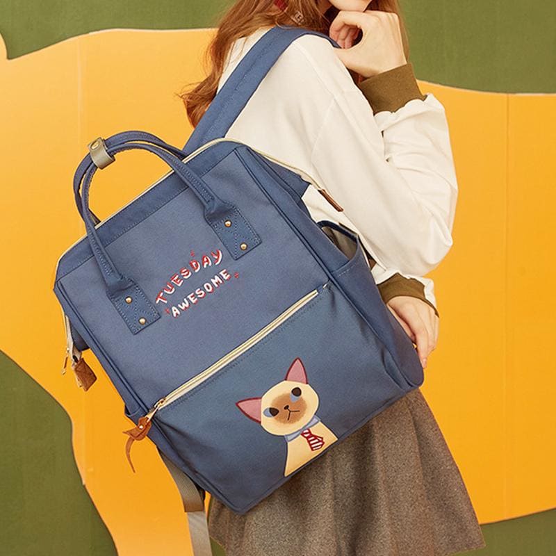 Cute Kitty Week Letter Print Backpack Schoolbag MM0984 - KawaiiMoriStore