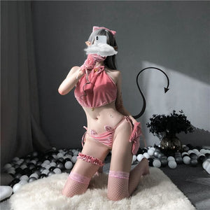 Cute Lingerie Bunny Girl Cosplay Costume Velvet Underwear MK15393 - KawaiiMoriStore
