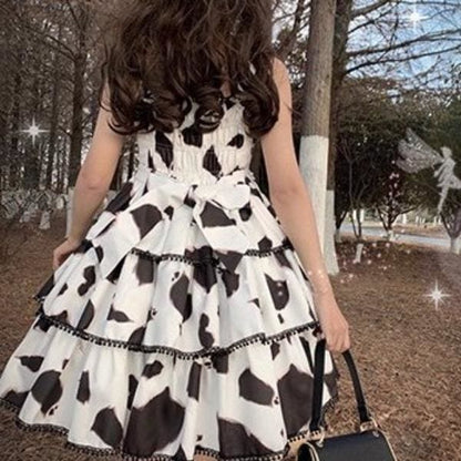 Cute Lolita Cow Print JSK Slip Dress MM1184 - KawaiiMoriStore