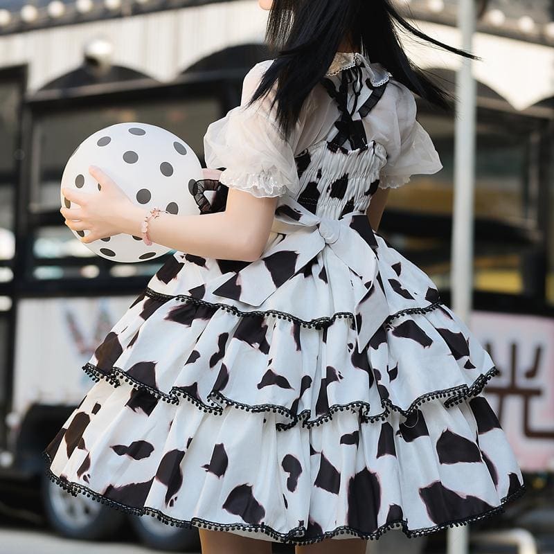 Cute Lolita Cow Print JSK Slip Dress MM1184 - KawaiiMoriStore