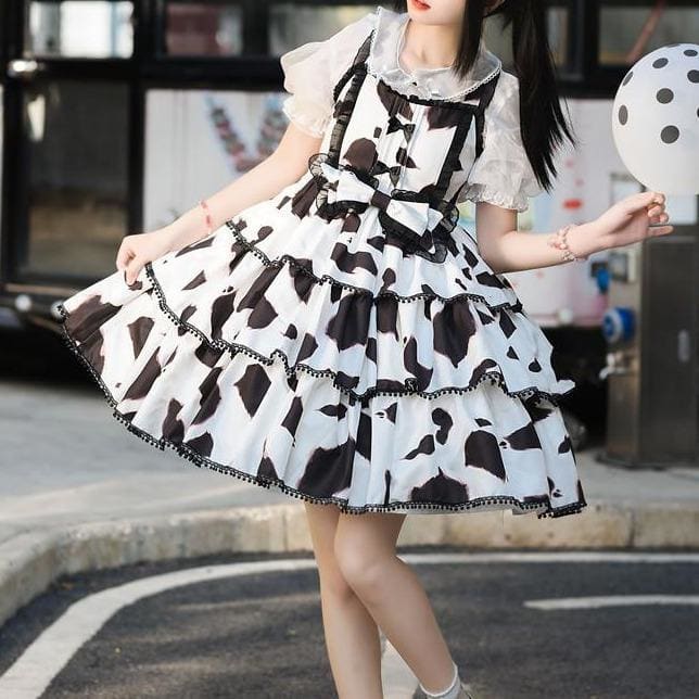 Cute Lolita Cow Print JSK Slip Dress MM1184 - KawaiiMoriStore