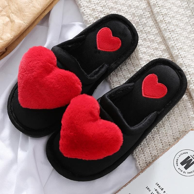 Cute Love Hearts Bunny Pompoms Comfy Slippers MM1700 - 