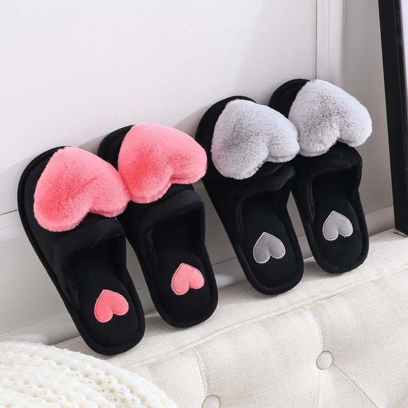 Cute Love Hearts Bunny Pompoms Comfy Slippers MM1700 - 