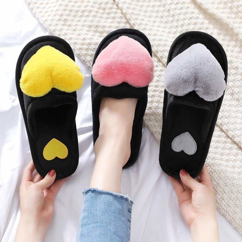 Cute Love Hearts Bunny Pompoms Comfy Slippers MM1700 - 