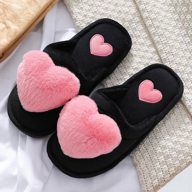 Cute Love Hearts Bunny Pompoms Comfy Slippers MM1700 - 