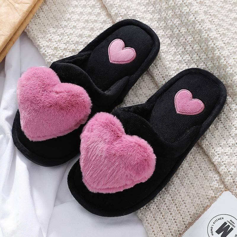 Cute Love Hearts Bunny Pompoms Comfy Slippers MM1700 - 